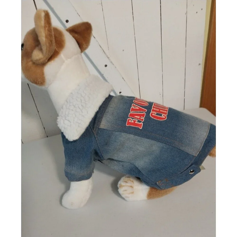 Favorite Child Washed Denim Retro Dog Pullover Jacket Size Small
